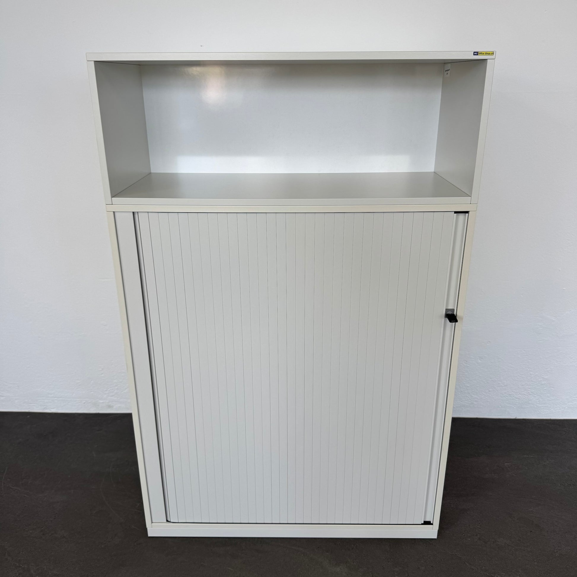 Steelcase Share It Lateralschrank Spanplatte Lichtgrau Hell mit Schwarzer Kante