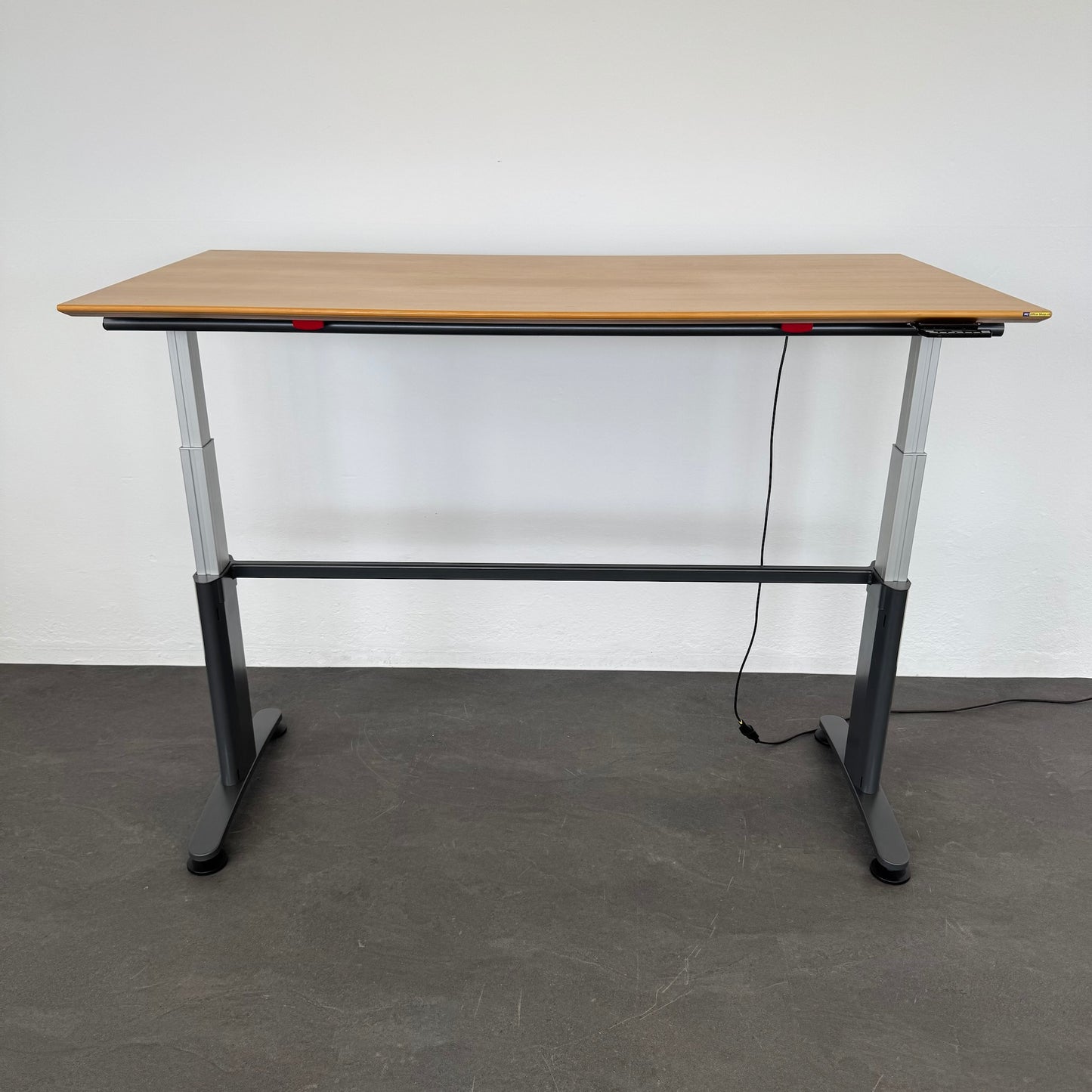 Ergodata System Desk Sitz-Steh Schreibtisch Tischplatte MDF Birnbaumfurnier