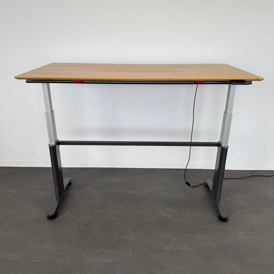 Ergodata System Desk Sitz-Steh Schreibtisch Tischplatte MDF Birnbaumfurnier