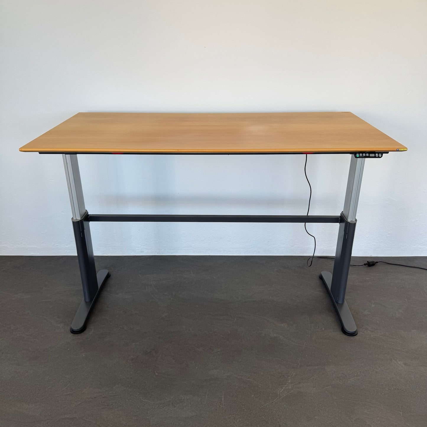 Ergodata System Desk Sitz-Steh Schreibtisch Tischplatte MDF Birnbaumfurnier