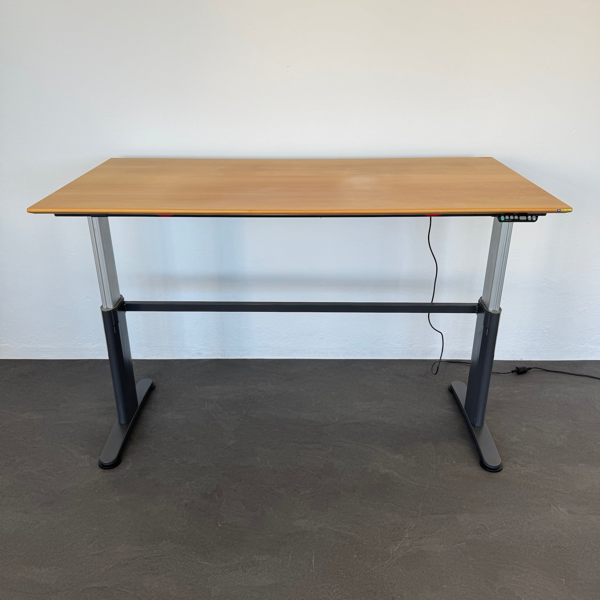 Ergodata System Desk Sitz-Steh Schreibtisch Tischplatte MDF Birnbaumfurnier