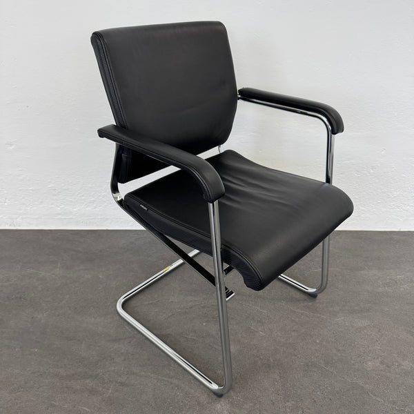 Wilkhahn Sito Freischwinger Leder Schwarz