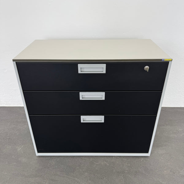 Lista Office LO Qub Modul-Sideboard 2-OH 800mm - Silbergrau-Schwarz - mit Schlüssel