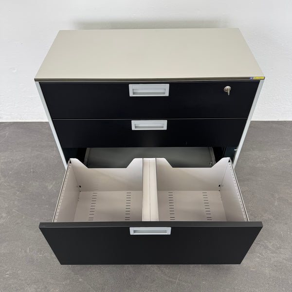 Lista Office LO Qub Modul-Sideboard 2-OH 800mm - Silbergrau-Schwarz - mit Schlüssel