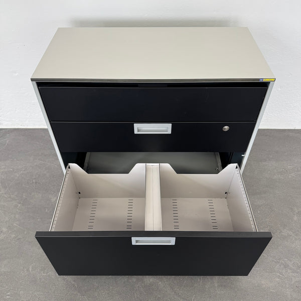 Lista Office LO Qub Modul-Sideboard 2-OH 800mm - Silbergrau-Schwarz - ohne Schlüssel