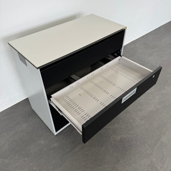 Lista Office LO Qub Modul-Sideboard 2-OH 800mm - Silbergrau-Schwarz - ohne Schlüssel