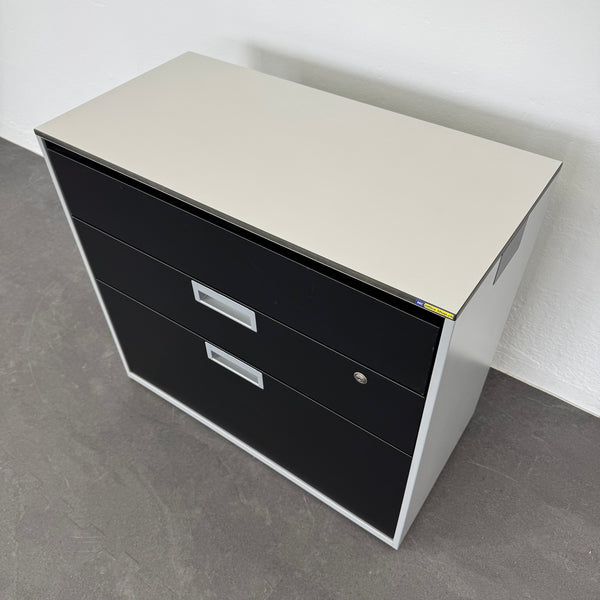 Lista Office LO Qub Modul-Sideboard 2-OH 800mm - Silbergrau-Schwarz - ohne Schlüssel