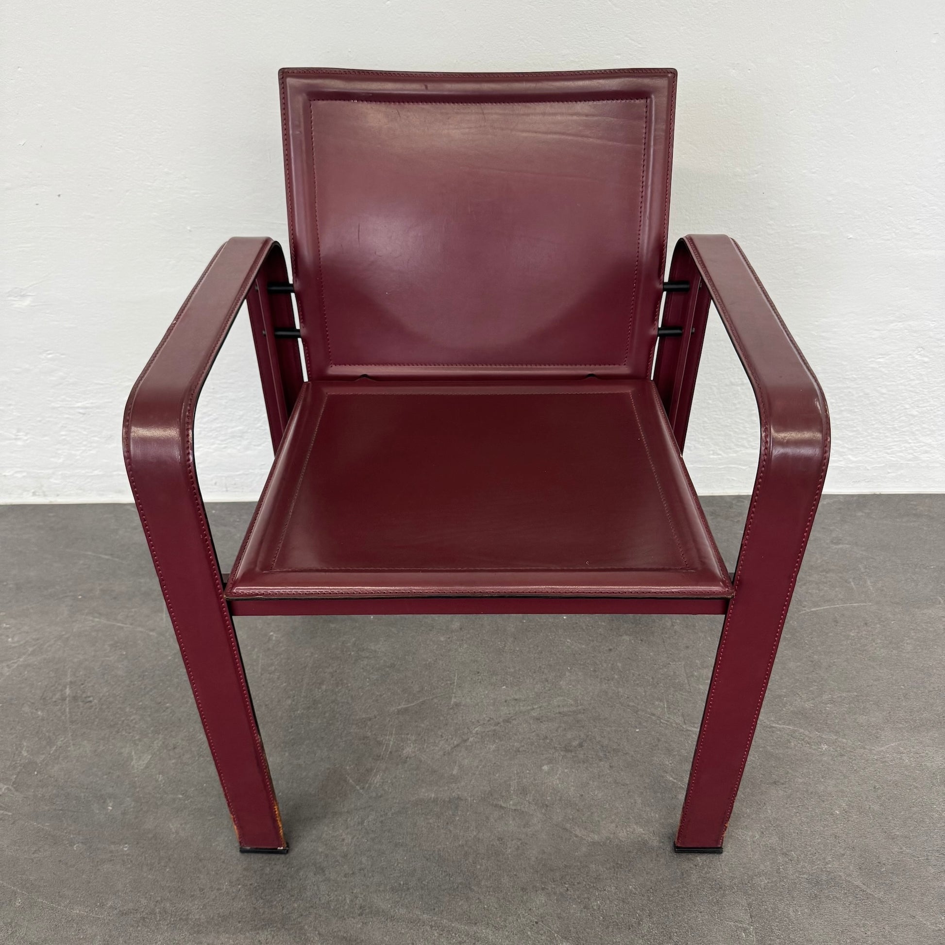 Matteo Grassi Vintage Leder Stuhl in Bordeaux