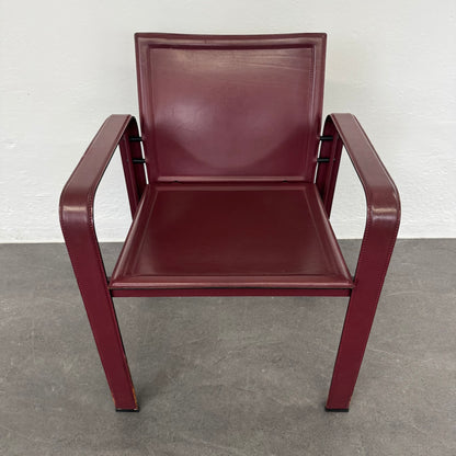 Matteo Grassi Vintage Leder Stuhl in Bordeaux
