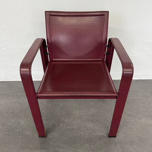 Matteo Grassi Vintage Leder Stuhl in Bordeaux