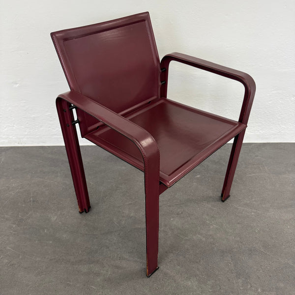 Matteo Grassi Vintage Leder Stuhl Leder Bordeaux