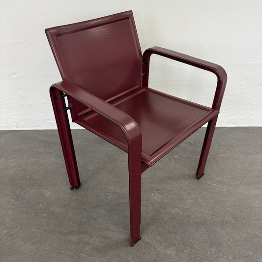 Matteo Grassi Vintage Leder Stuhl mit Armlehnen