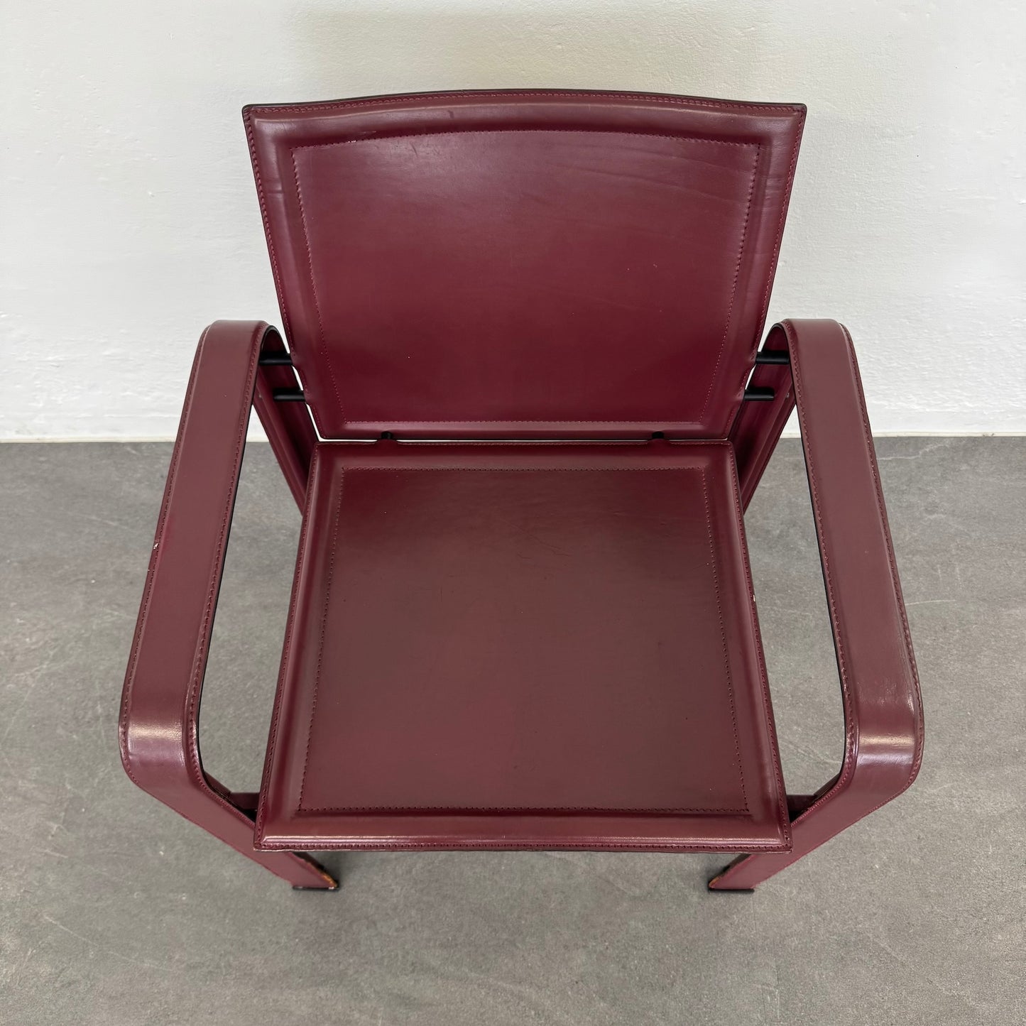 Matteo Grassi Vintage Leder Stuhl Ansicht von oben