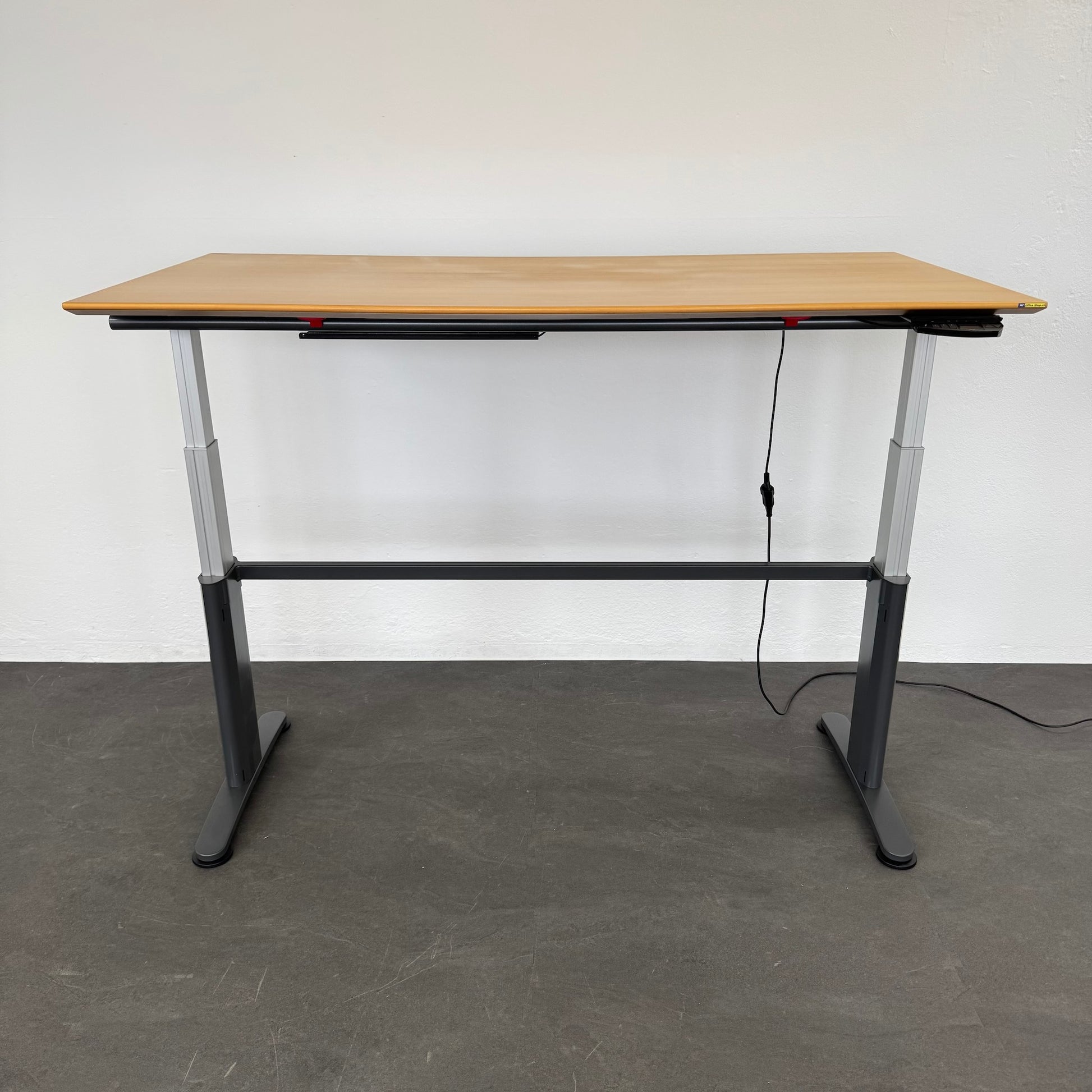 Ergodata System Desk Sitz-Steh Schreibtisch MDF Birnbaumfurnier