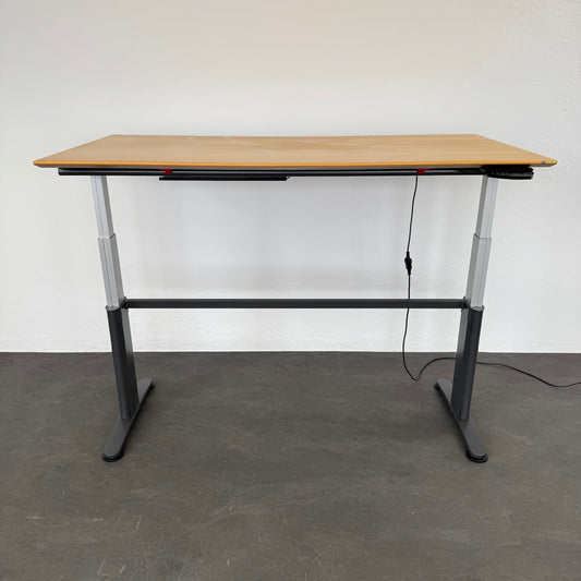 Ergodata System Desk Sitz-Steh Schreibtisch MDF Birnbaumfurnier