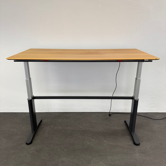 Ergodata System Desk Sitz-Steh Schreibtisch MDF Birnbaumfurnier