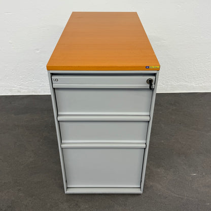 Lista Office LO Serie L Beistell-Korpus Metall Grau mit Abdeckplatte Buchenfurnier