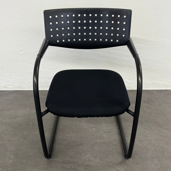 Vitra Visavis Freischwinger - stapelbar - Schwarz-Schwarz