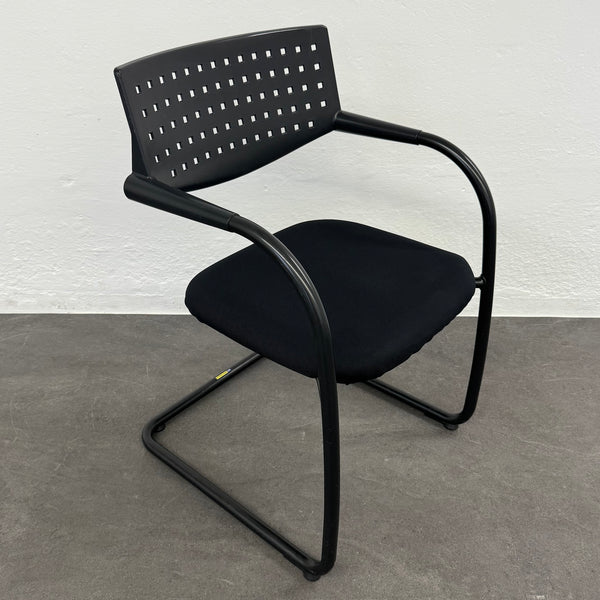 Vitra Visavis Freischwinger - stapelbar - Schwarz-Schwarz