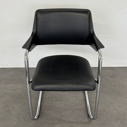 Girsberger 3300 Freischwinger mit Lederbezug schwarz - 6038810