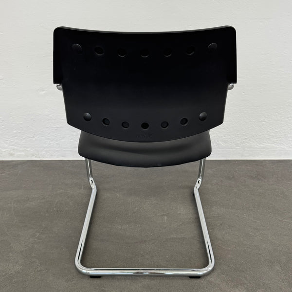 Girsberger 3300 Freischwinger mit Leder Polsterung Schwarz - Gestell Chrom