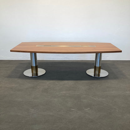 Wilkhahn Exclusiv Sitzungstisch 2500x1150mm mit Kabelkanal aus Spanplatte in Nussbaumfurnier - 6038969