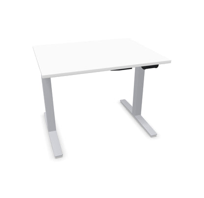 TALO.YOU Sitz-Steh-Schreibtisch mit Gaslift 1000x800mm Tischplatte Weiss - Gestell Silbergrau - 6039045