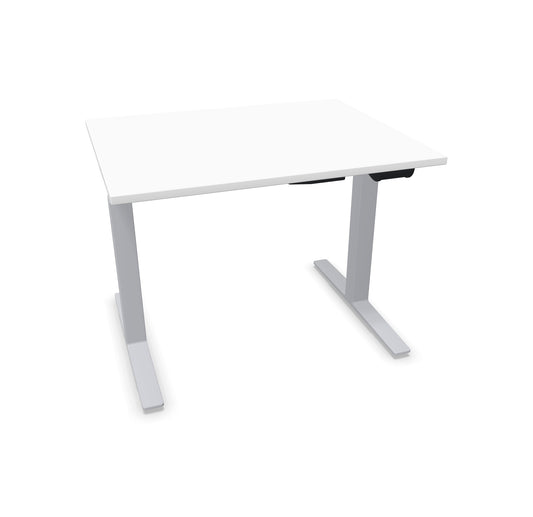 TALO.YOU Sitz-Steh-Schreibtisch mit Gaslift 1000x800mm Tischplatte Weiss - Gestell Silbergrau - 6039045