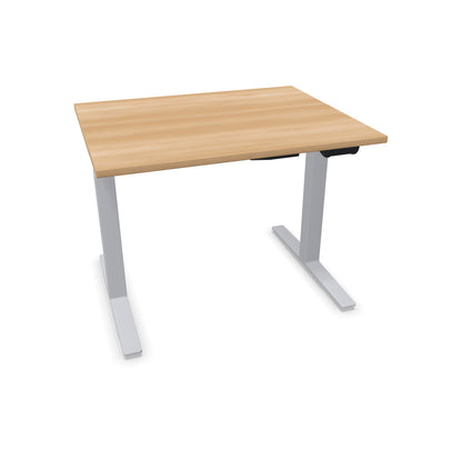 TALO.YOU Sitz-Steh-Schreibtisch mit Gaslift 1000x800mm Tischplatte Buchendekor - Gestell Silbergrau - 6039048