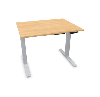 TALO.YOU Sitz-Steh-Schreibtisch mit Gaslift 1000x800mm Tischplatte Eichendekor - Gestell Silbergrau - 6039048