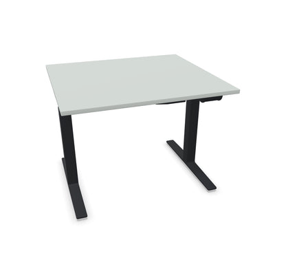 TALO.YOU Sitz-Steh-Schreibtisch mit Gaslift 1000x900mm Tischplatte Lichtgrau - Gestell Schwarz - 6039112