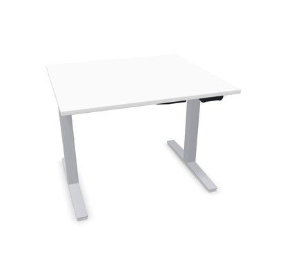 TALO.YOU Sitz-Steh-Schreibtisch mit Gaslift 1000x900mm Tischplatte Weiss - Gestell Silbergrau - 6039117