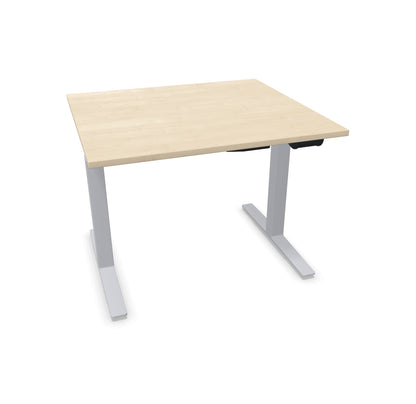 TALO.YOU Sitz-Steh-Schreibtisch mit Gaslift 1000x900mm Tischplatte Ahorndekor - Gestell Silbergrau - 6039119