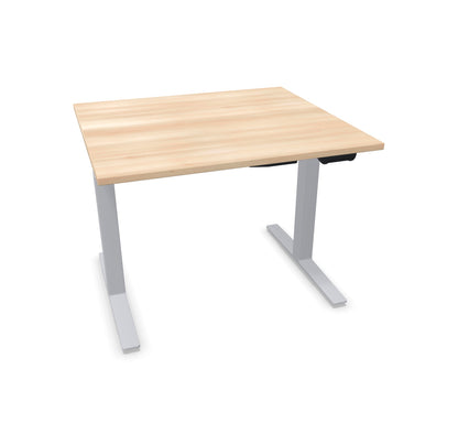 TALO.YOU Sitz-Steh-Schreibtisch mit Gaslift 1000x900mm Tischplatte Akaziendekor - Gestell Silbergrau - 6039120