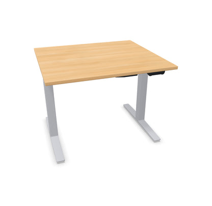 TALO.YOU Sitz-Steh-Schreibtisch mit Gaslift 1000x900mm Tischplatte Eichendekor - Gestell Silbergrau - 6039122