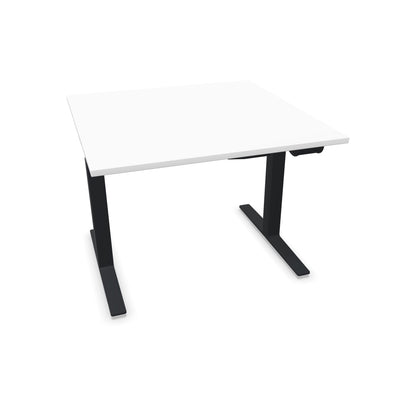 TALO.YOU Sitz-Steh-Schreibtisch mit Gaslift 1000x1000mm Tischplatte Weiss - Gestell Schwarz - 6039135