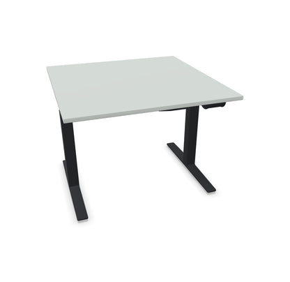 TALO.YOU Sitz-Steh-Schreibtisch mit Gaslift 1000x1000mm Tischplatte Lichtgrau - Gestell Schwarz - 6039136