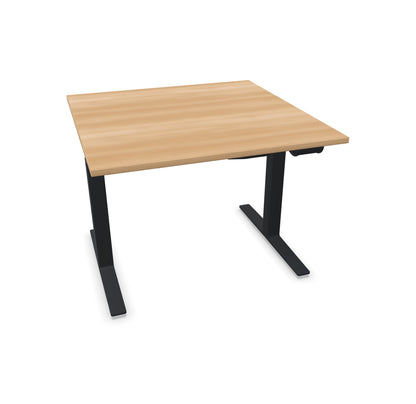 TALO.YOU Sitz-Steh-Schreibtisch mit Gaslift 1000x1000mm Tischplatte Buchendekor - Gestell Schwarz - 6039139