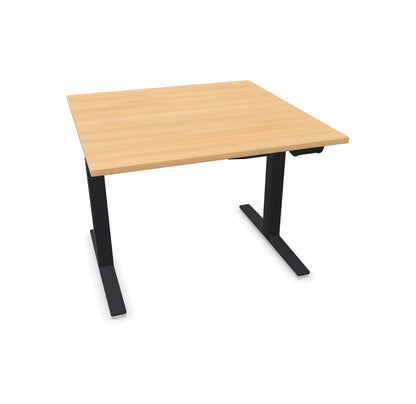 TALO.YOU Sitz-Steh-Schreibtisch mit Gaslift 1000x1000mm Tischplatte Eichendekor - Gestell Schwarz - 6039140