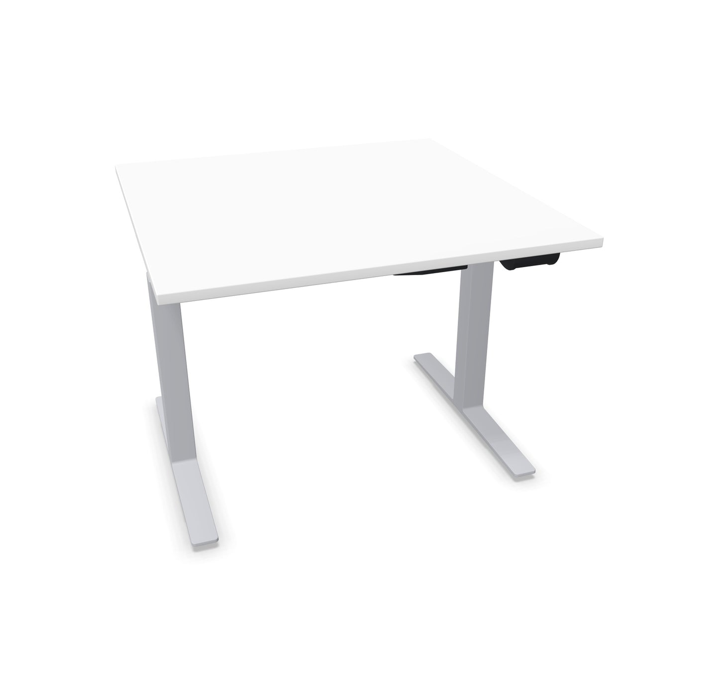 TALO.YOU Sitz-Steh-Schreibtisch mit Gaslift 1000x1000mm Tischplatte Weiss - Gestell Silbergrau - 6039141