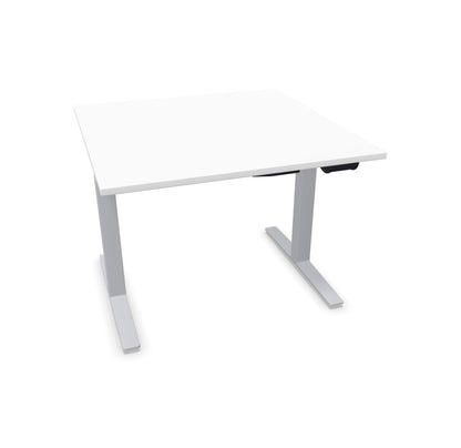 TALO.YOU Sitz-Steh-Schreibtisch mit Gaslift 1000x1000mm Tischplatte Weiss - Gestell Silbergrau - 6039141