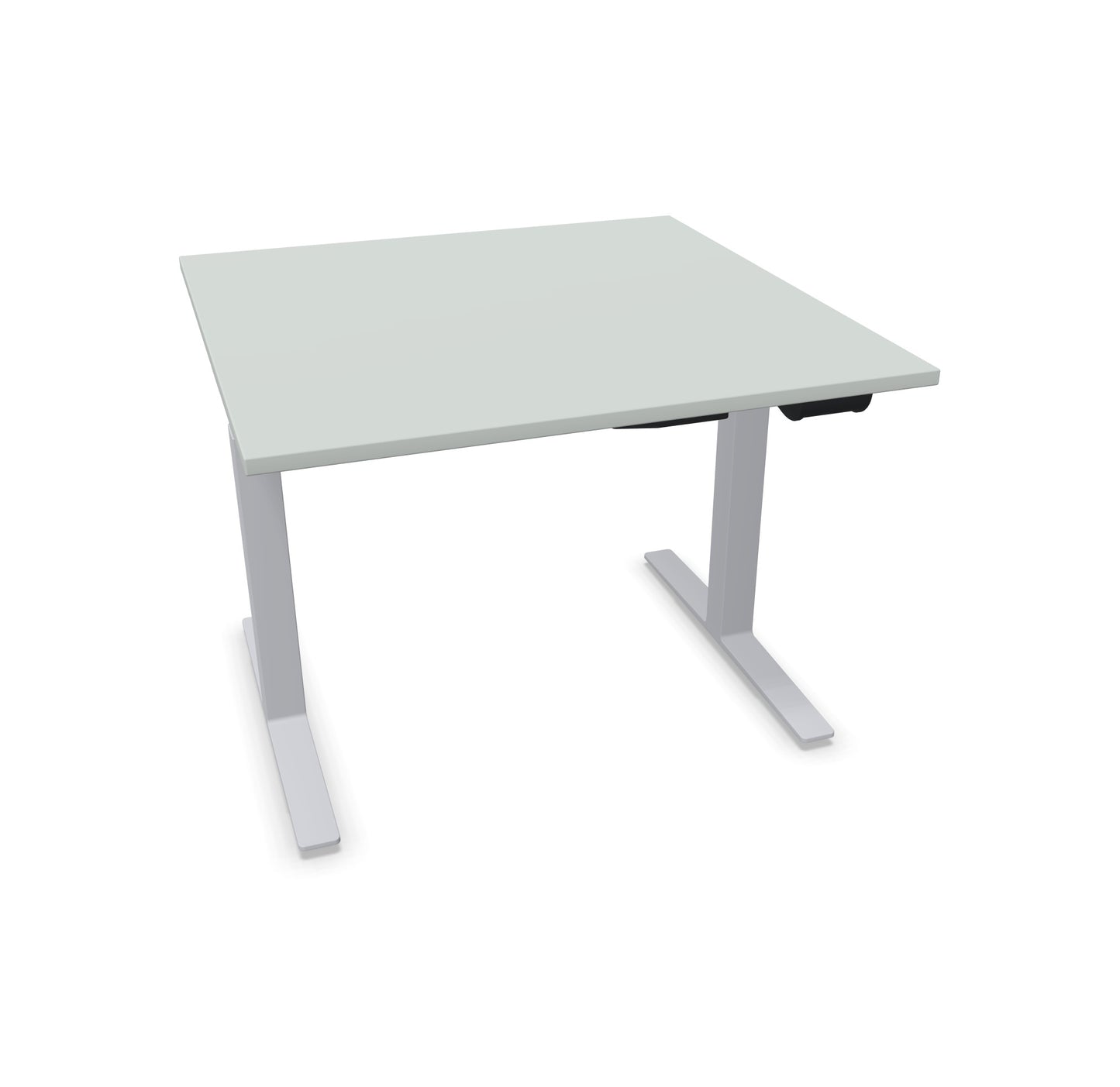 TALO.YOU Sitz-Steh-Schreibtisch mit Gaslift 1000x1000mm Tischplatte Lichtgrau - Gestell Silbergrau - 6039142
