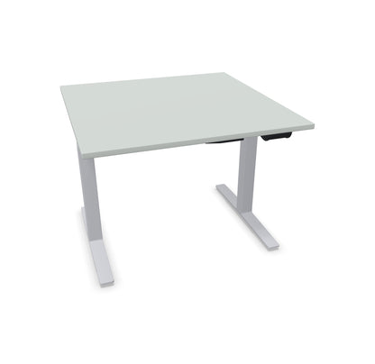 TALO.YOU Sitz-Steh-Schreibtisch mit Gaslift 1000x1000mm Tischplatte Lichtgrau - Gestell Silbergrau - 6039142