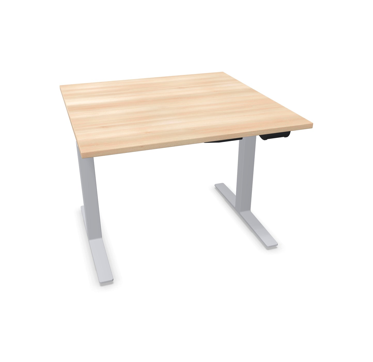 TALO.YOU Sitz-Steh-Schreibtisch mit Gaslift 1000x1000mm Tischplatte Akaziendekor - Gestell Silbergrau - 6039144