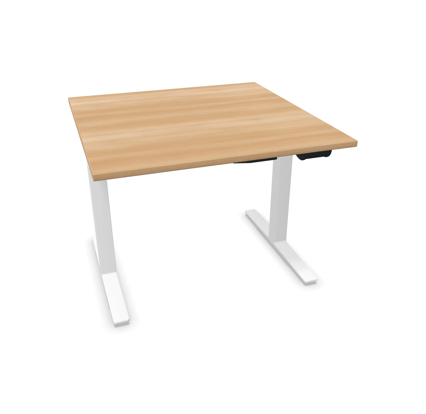 TALO.YOU Sitz-Steh-Schreibtisch mit Gaslift 1000x1000mm Tischplatte Buchendekor - Gestell Weiss - 6039157