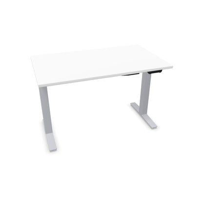 TALO.YOU Sitz-Steh-Schreibtisch mit Gaslift 1200x700mm Tischplatte Weiss - Gestell Silbergrau - 6039190