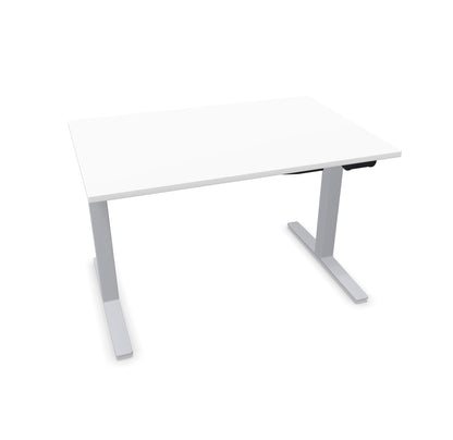TALO.YOU Sitz-Steh-Schreibtisch mit Gaslift 1200x800mm Tischplatte Weiss - Gestell Silbergrau - 6039214