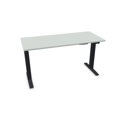 TALO.YOU Sitz-Steh-Schreibtisch mit Gaslift 1400x600mm Tischplatte Lichtgrau - Gestell Schwarz - 6039281
