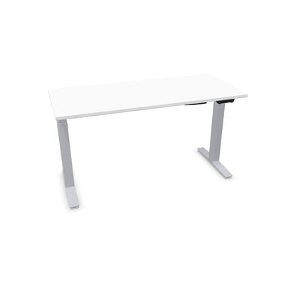 TALO.YOU Sitz-Steh-Schreibtisch mit Gaslift 1400x600mm Tischplatte Weiss - Gestell Silbergrau - 6039286