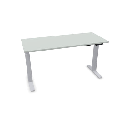 TALO.YOU Sitz-Steh-Schreibtisch mit Gaslift 1400x600mm Tischplatte Lichtgrau - Gestell Silbergrau - 6039287